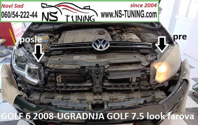 golf 6 gti gtd farovi kao golf 7 ugradnja xenon led  far novi sad ns tuning